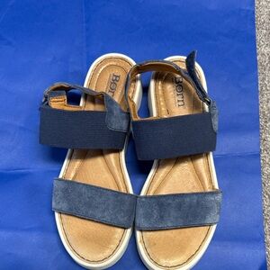 Born Navy and Tan Casual Sandals